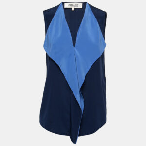 Diane von Furstenberg Blue Silk Sleeveless Top XS