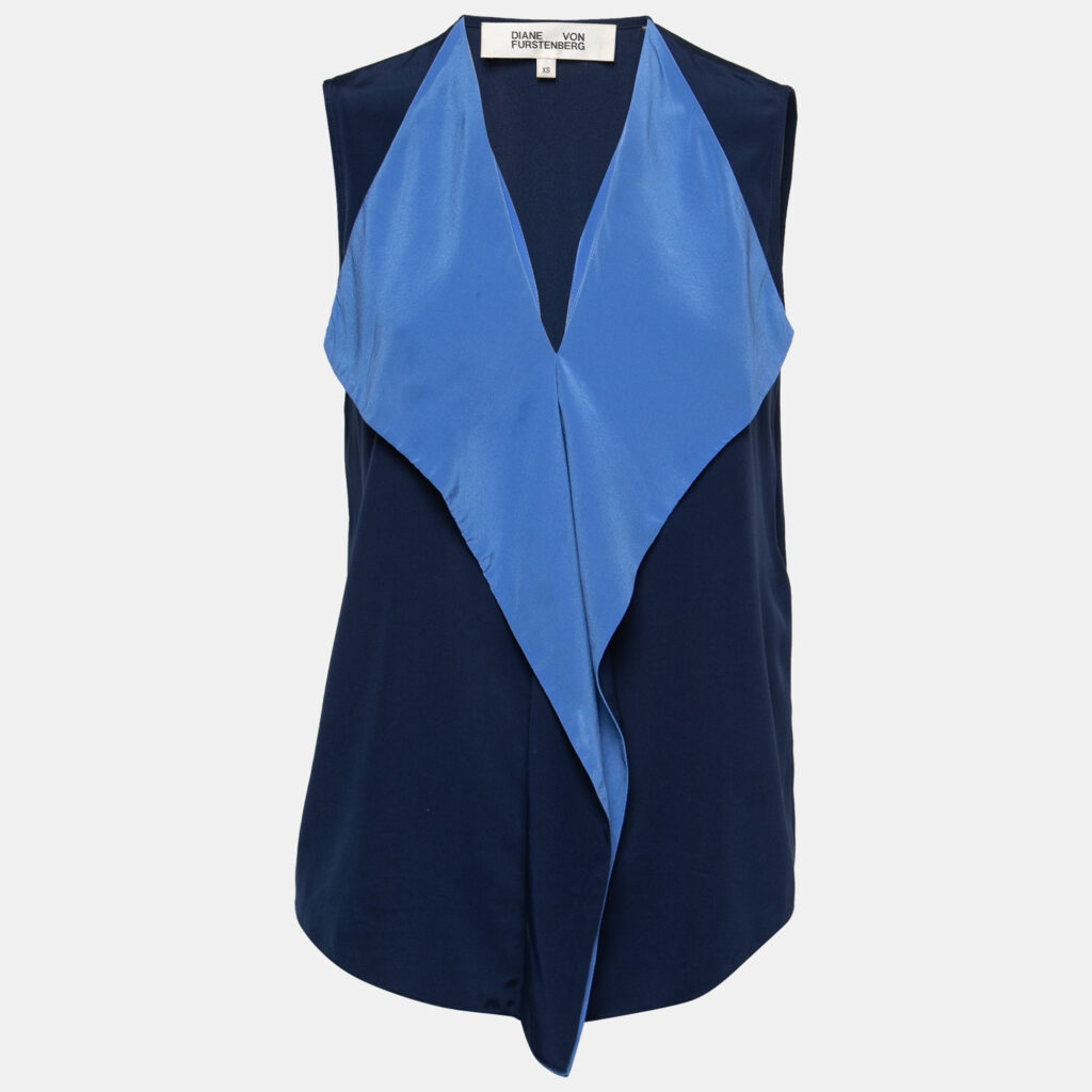 luxury-women-diane-von-furstenberg-used-clothes-p725955-001 Diane von Furstenberg Blue Silk Sleeveless Top XS