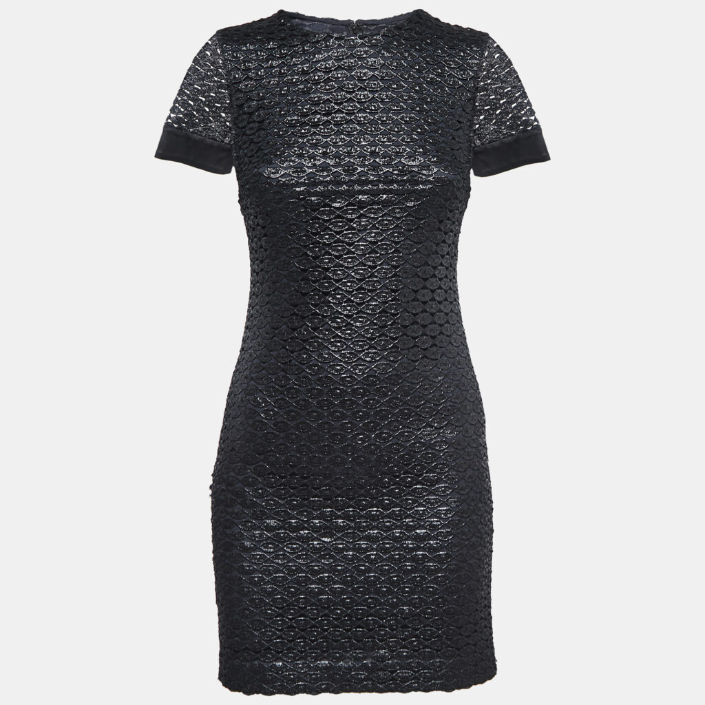 luxury-women-diane-von-furstenberg-used-clothes-p780516-002 Diane Von Furstenberg Metallic Black Lace New Cindy Dress XS