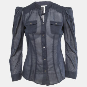 Diane Von Furstenberg Navy Blue Cotton Bea Shirt XS