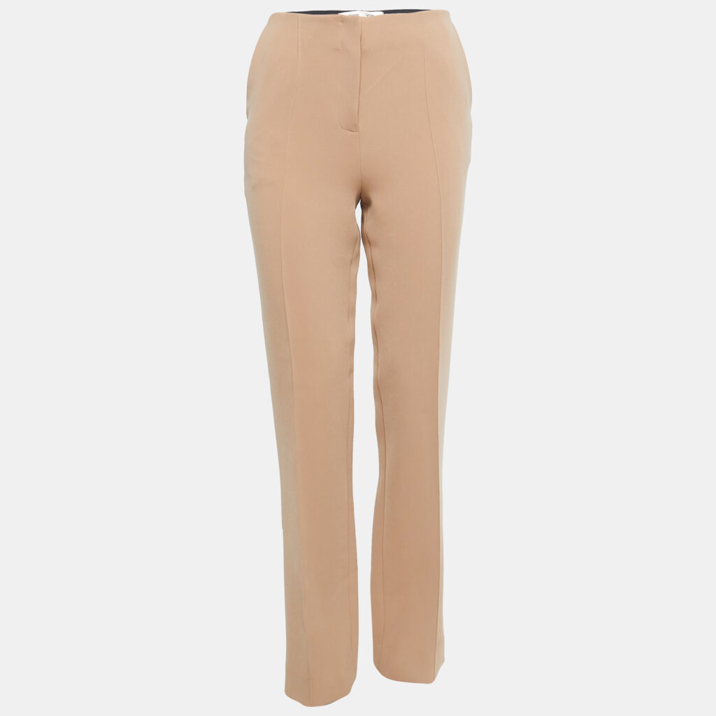 luxury-women-diane-von-furstenberg-used-clothes-p830222-001 Diane Von Furstenberg Tan Brown Stretch Crepe High Waist Trousers S