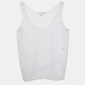 Diane von Furstenberg White Lace Tank Top L