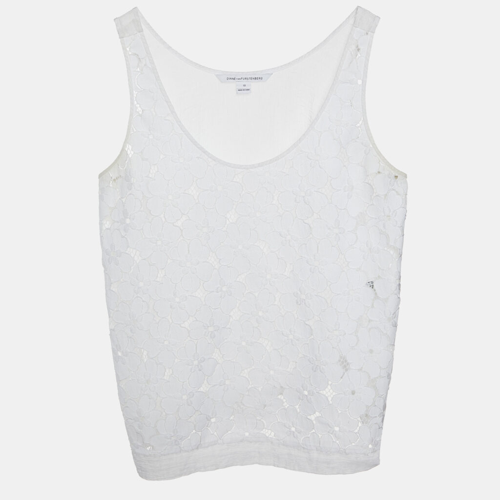 luxury-women-diane-von-furstenberg-used-clothes-p852478-004 Diane von Furstenberg White Lace Tank Top L
