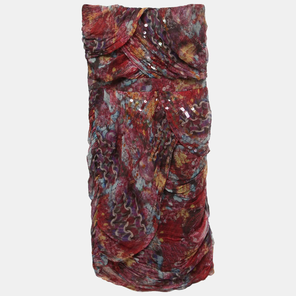 luxury-women-diane-von-furstenberg-used-clothes-p861278-003 Diane Von Furstenberg Red Printed Silk Embellished Garvin Strapless Mini Dress S