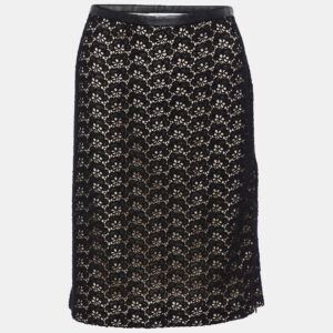 Diane Von Furstenberg Black Stevia Acorn Lace Mini Skirt L