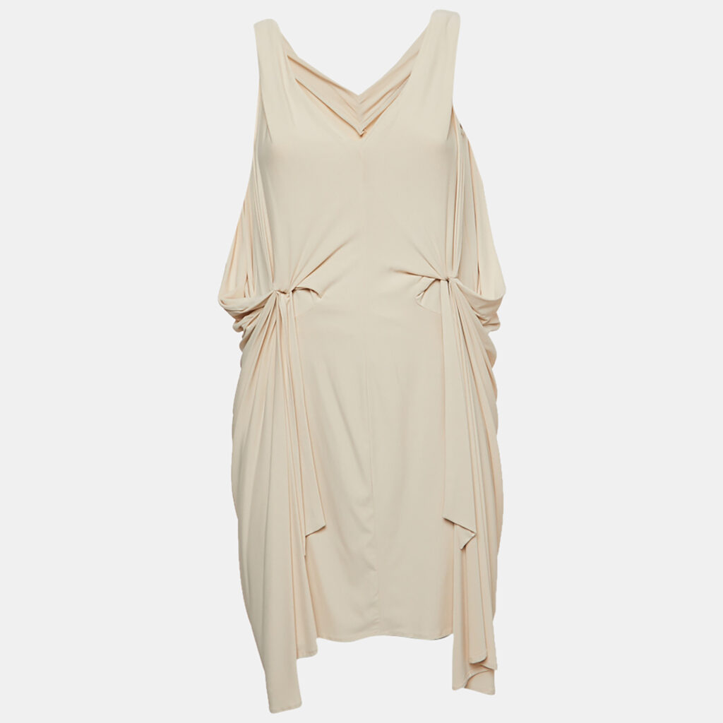luxury-women-diane-von-furstenberg-used-clothes-p903399-004 Diane Von Furstenberg Cream Jersey Draped Milton Mini Dress XS