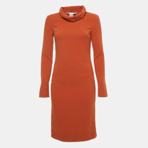 Diane Von Furstenberg Brown Crepe Cowl Neck Short Dress S