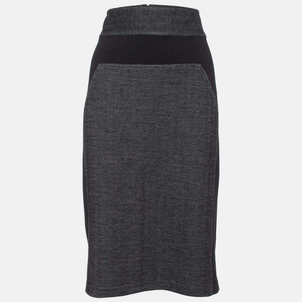 luxury-women-diane-von-furstenberg-used-clothes-p904231-006 Diane Von Furstenberg Grey Patterned Wool Blend Martey Midi Skirt XL
