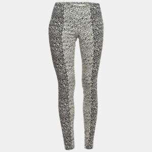 Diane Von Furstenberg Black/White Abstract Print Cotton Blend Skinny Pants S