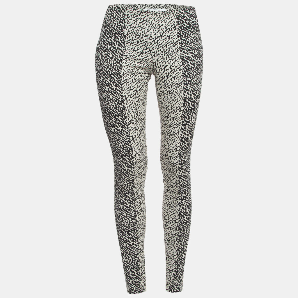 luxury-women-diane-von-furstenberg-used-clothes-p928750-001 Diane Von Furstenberg Black/White Abstract Print Cotton Blend Skinny Pants S