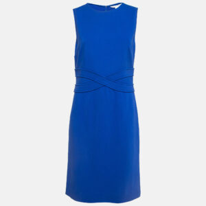 Diane Von Furstenberg Blue Knit Sleeveless Midi Dress M