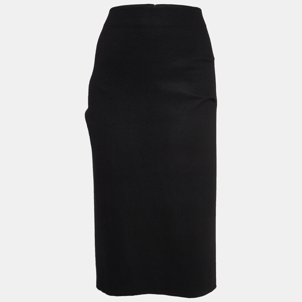 luxury-women-diane-von-furstenberg-used-clothes-p972213-001 Diane Von Furstenberg Black Wool Pleated Detail Pencil Skirt L