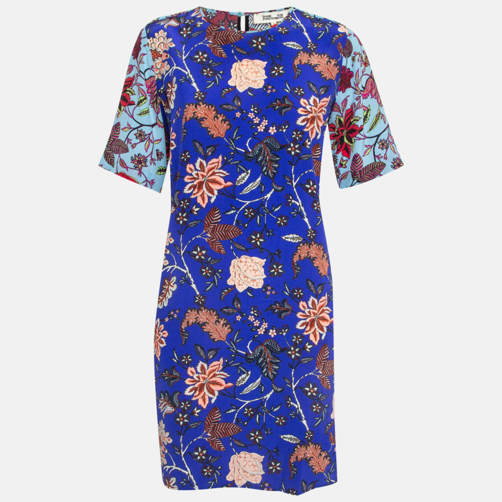 luxury-women-diane-von-furstenberg-used-clothes-p995755-001 Diane Von Furstenberg Multicolor Printed Silk Shift Dress M