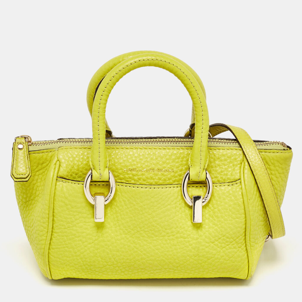 luxury-women-diane-von-furstenberg-used-handbags-p1103335-015 Diane Von Furstenberg Yellow Leather Mini Sutra Top Handle Bag