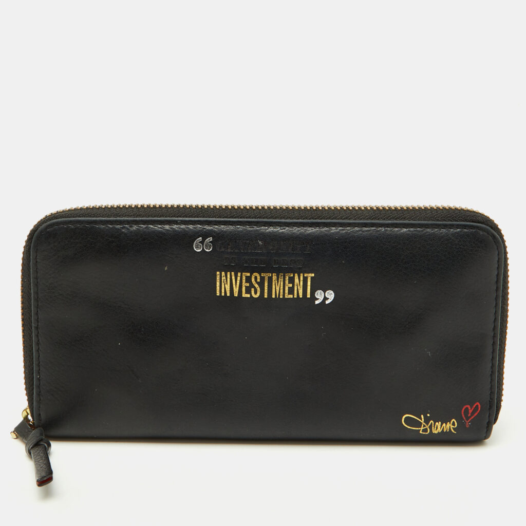 luxury-women-diane-von-furstenberg-used-handbags-p1153350-006 Diane Von Furstenberg Black Leather Zip Around Wallet
