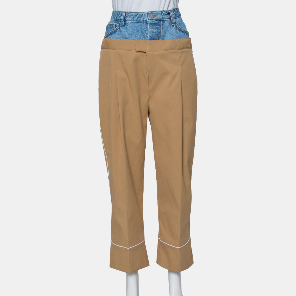 luxury-women-dina-zaki-used-clothes-p421622-008 Dina Zaki Beige Synthetic Denim Mix Duel T Fashion Pants L