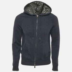 Dior Homme Navy Blue Cotton Knit Zip-Up Hoodie XS