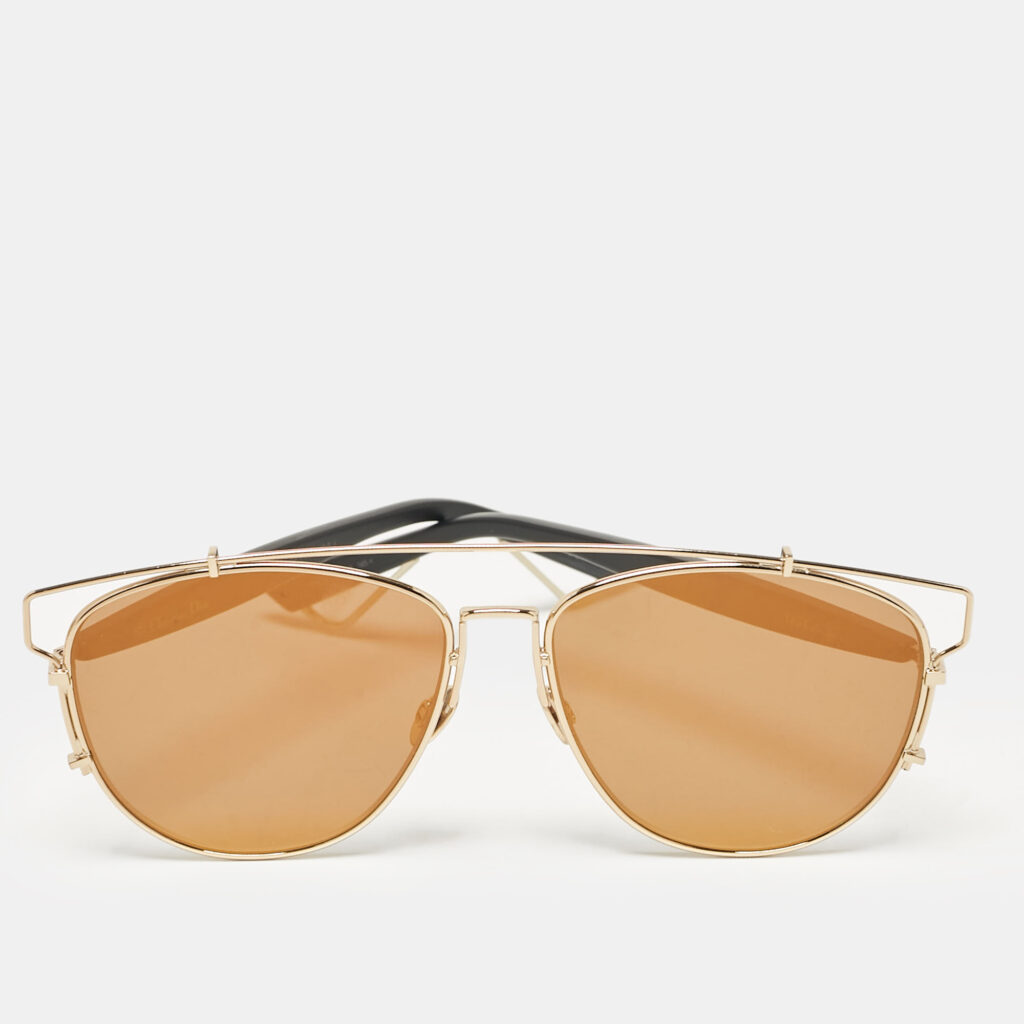 luxury-women-dior-used-accessories-p1074054-001 Dior Gold/Black DiorTechnologic Aviator Sunglasses