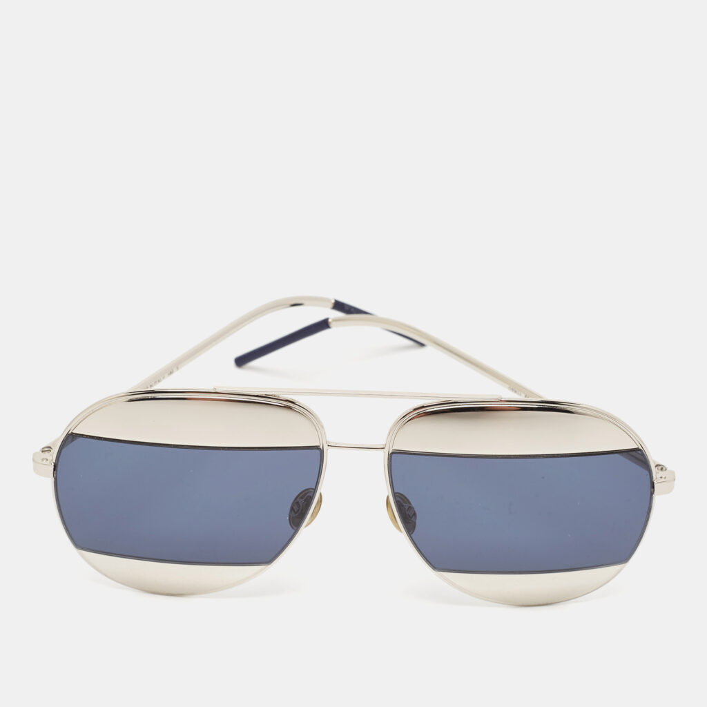 luxury-women-dior-used-accessories-p1108773-003 Dior Silver/Blue 010KU DiorSplit 1 Aviator Sunglasses