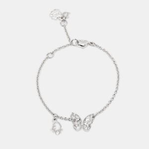 Dior Butterfly Crystals Silver Tone Metal Bracelet
