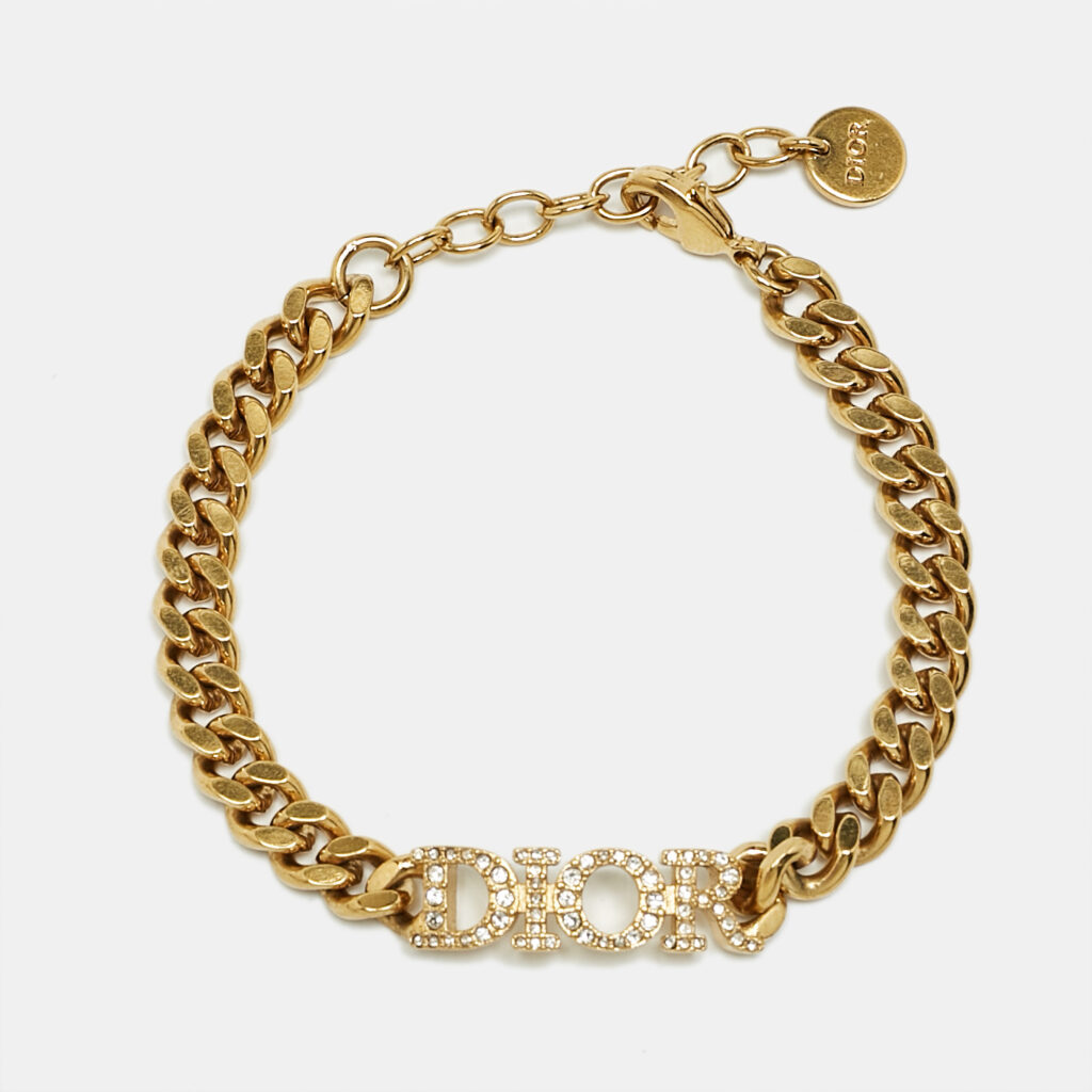 luxury-women-dior-used-accessories-p1154275-002 Dior Dio(r)evolution Crystals Gold Tone Bracelet