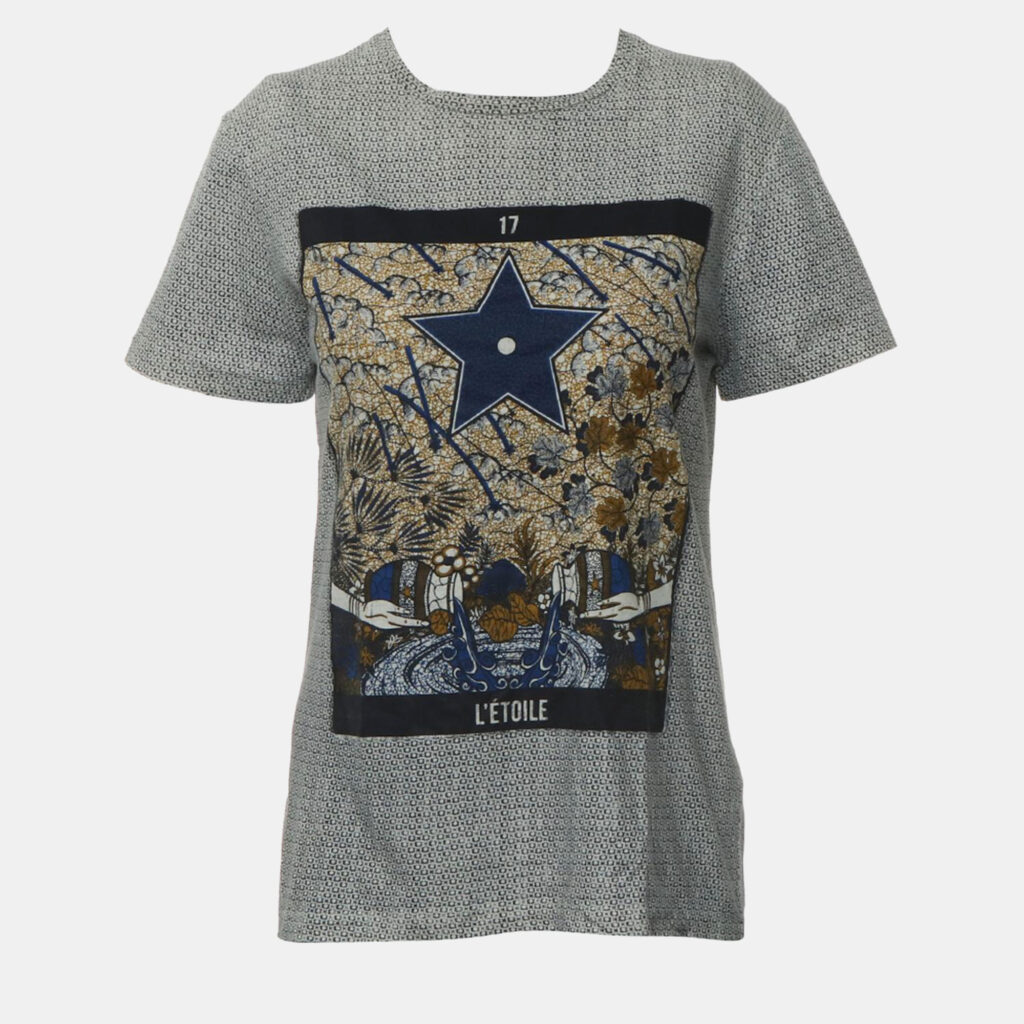 Dior Navy Blue/White Cotton and Linen L'etoile T Shirt S