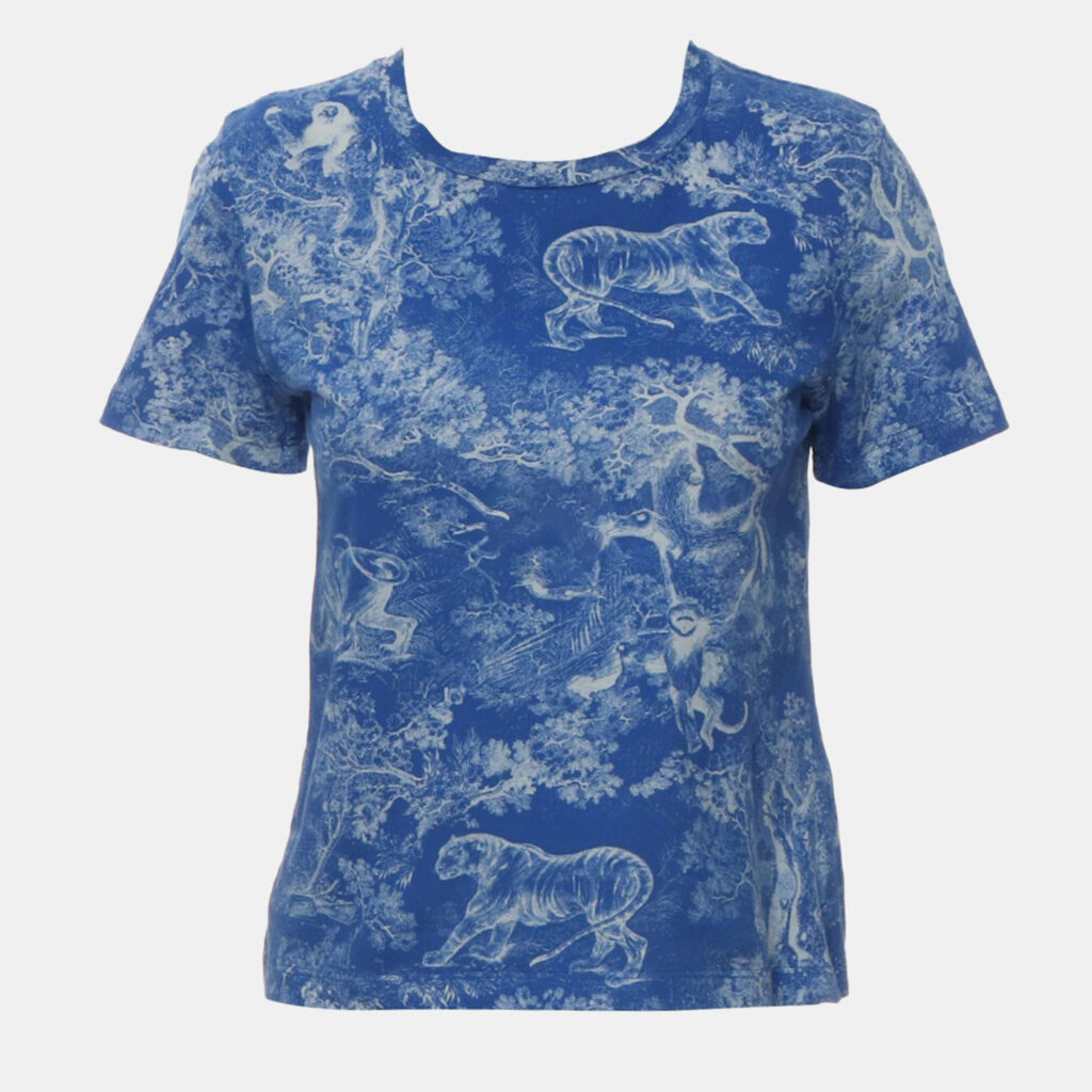 Dior Blue Cotton Toile De Jouy Riviera Printed Top S