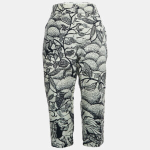 Christian Dior White/Blue Jungle Print Cotton Culottes Pants M