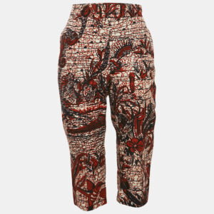 Christian Dior Brown/Blue Toile de Jouy Tropicalia print Cotton Culottes Pants M