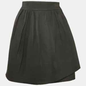 Christian Dior Black Silk Blend  Pleated Wrap Mini Skirt S