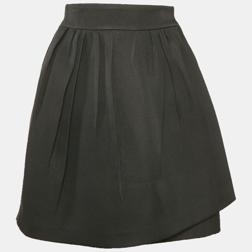 luxury-women-dior-used-clothes-p1108956-003 Christian Dior Black Silk Blend Pleated Wrap Mini Skirt S