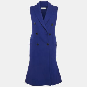 Dior Blue Wool Double Breasted Sleeveless Coat S