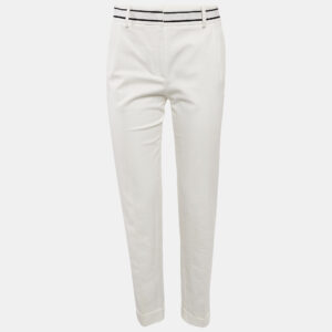 Christian Dior White Gabardine Tapered Trousers S