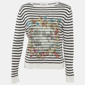 christian dior monochrome striped printed knit jumper s