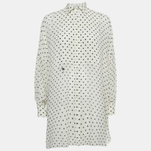 Dior White Polka Dot Print Silk Tunic Top S