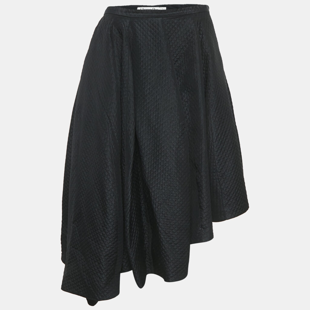 luxury-women-dior-used-clothes-p1145609-005 Dior Black Silk Blend Quilted Asymmetric Skirt M