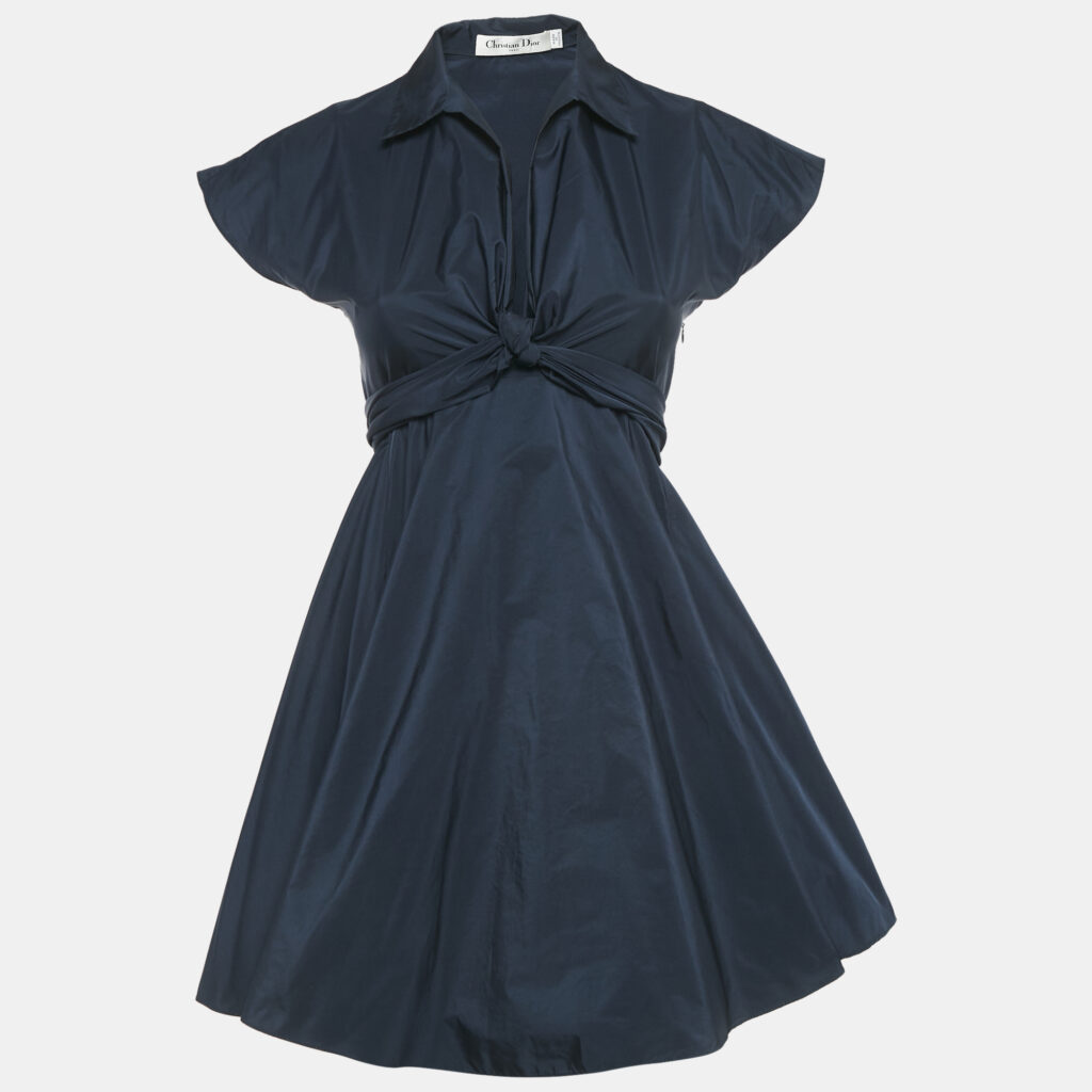 luxury-women-dior-used-clothes-p1145624-004.jpg Dior Blue Synthetic Tie-Up Detail Mini Dress S