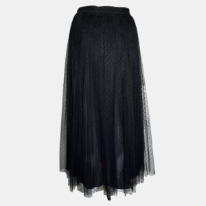 Dior Black Mesh Mid-Length Polkadot Pleated Skirt USA 8