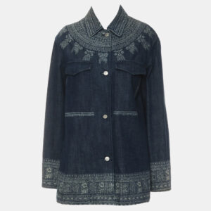 Dior Dark Blue Cotton Printed Denim Shirt IT Women 42