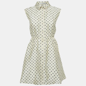 christian dior cream heart jacquard taser silk mini dress s