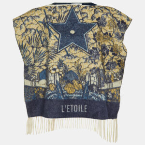 Dior Blue L'Etoile Cashmere Fringed Poncho One Size
