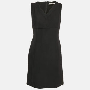 Christian Dior Black Wool and Crepe Sleeveless Mini Dress M