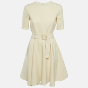 Christian Dior Cream Wool Flared Short Dress M