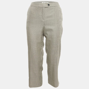 Christian Dior Black Houndstooth Silk Blend Trousers M