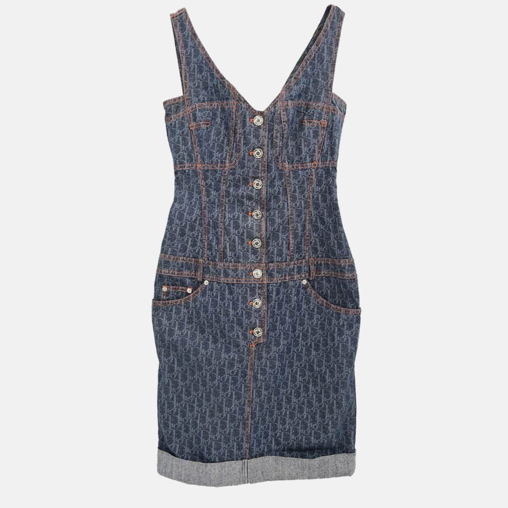 luxury-women-dior-used-clothes-p1168758-012 Christian Dior Sleeveless Indigo Denim Dress Size 36