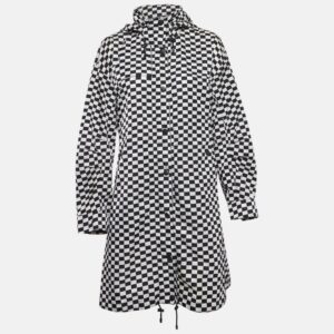 dior black/white checkered nylon zip-up hooded jacket m