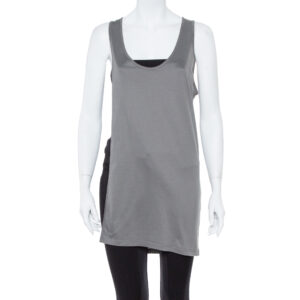 Dior Grey Cotton Open Asymmetric Tank Top S