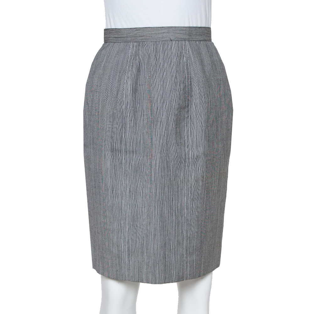 luxury-women-dior-used-clothes-p411026-001 Christian Dior Grey Wool High Waist Pencil Skirt M