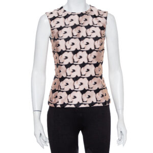 Christian Dior Black & Pink Jacquard Sleeveless Top M