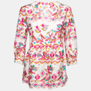 Dior Pink Printed Silk Peplum Blouse L